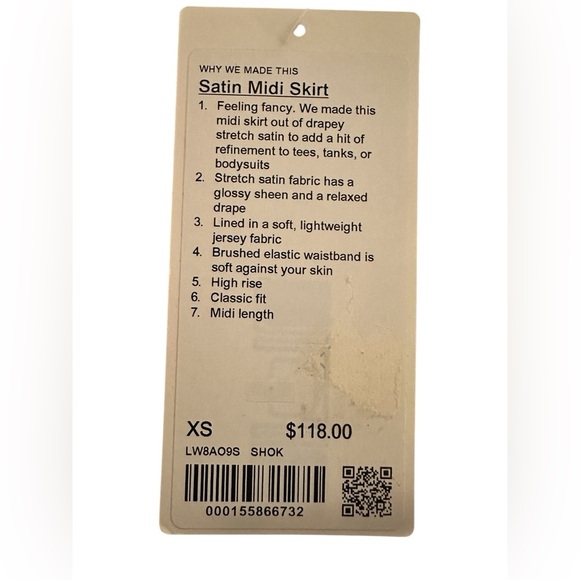 ⭐️NEW⭐️ Lululemon Satin Midi Skirt. Sz XS. Color Sheer Oak - Picture 3 of 4